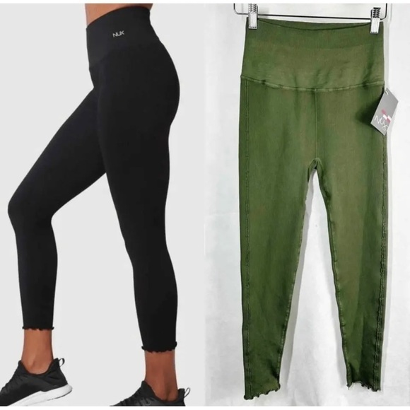 NWT NUX For the Frill High Rise Ribbed 7/8 Leggings Green Size M/L - Picture 16 of 16